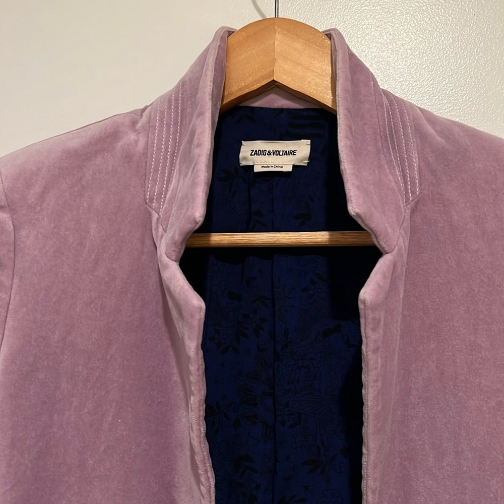 Zadig & Voltaire soft purple velour velvet blazer